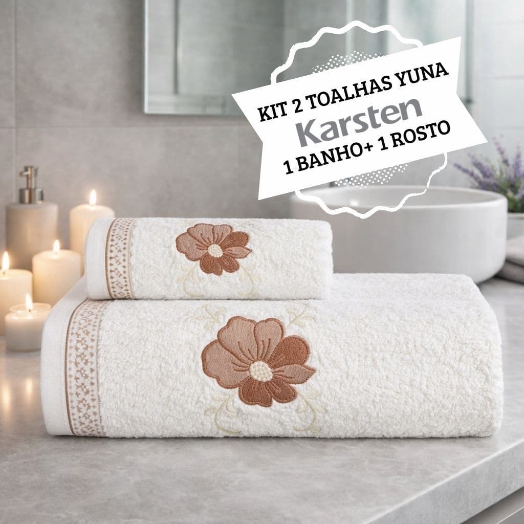 KIT JOGO 2 Peças Toalha KARSTEN Alta Absorção Felpuda Macia Premium Conforto SoftMax Banho e Rosto YUNA