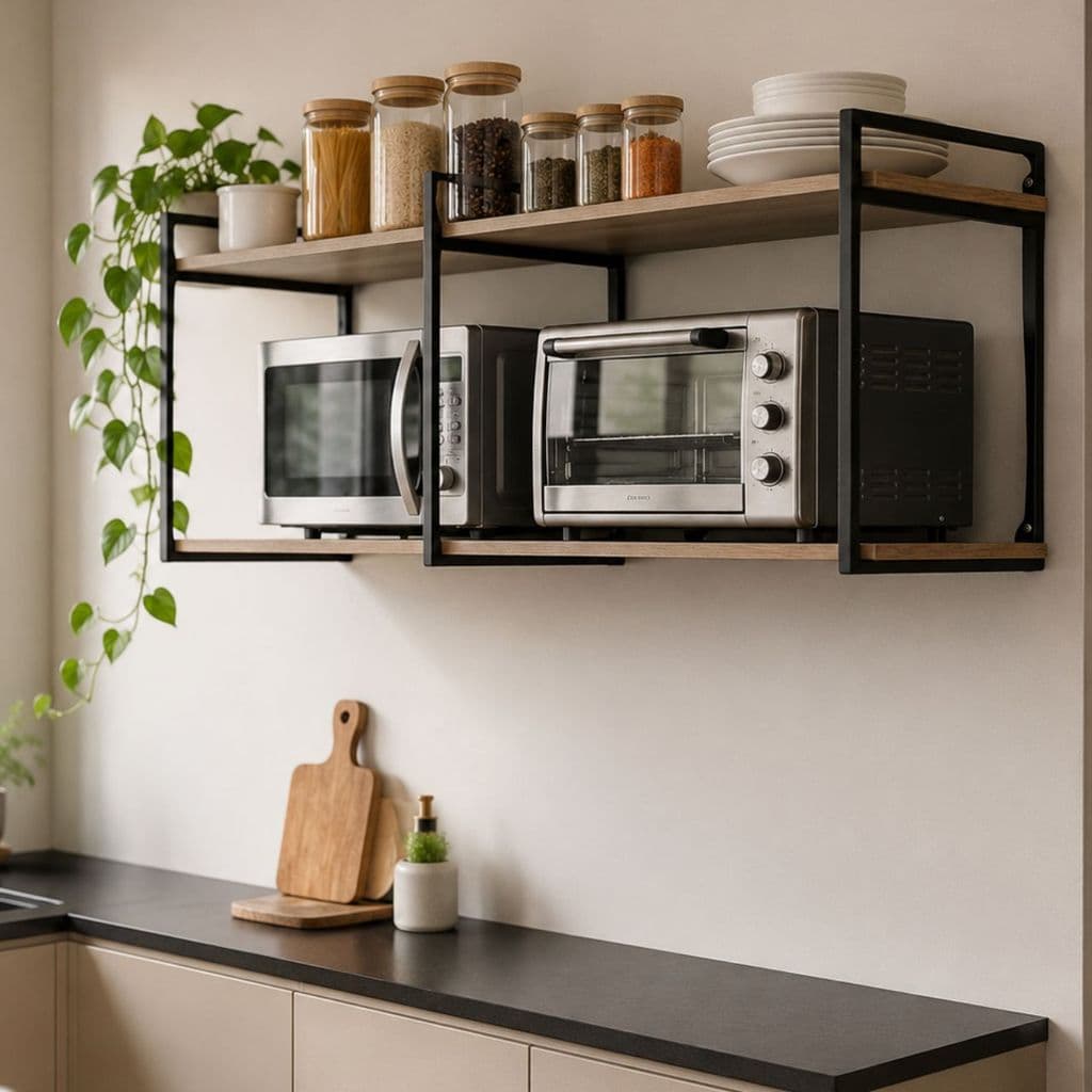 Suporte Multiuso para Microondas Forno Elétrico Air Fryer Temperos Impressora Prateleira de Parede