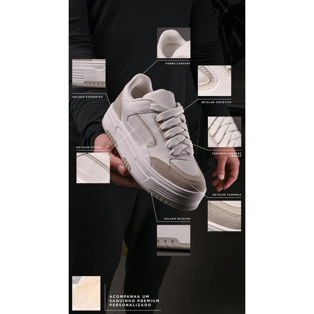 Tênis Feminino Plataforma Colvir Malu Luxo Conforto Urbano