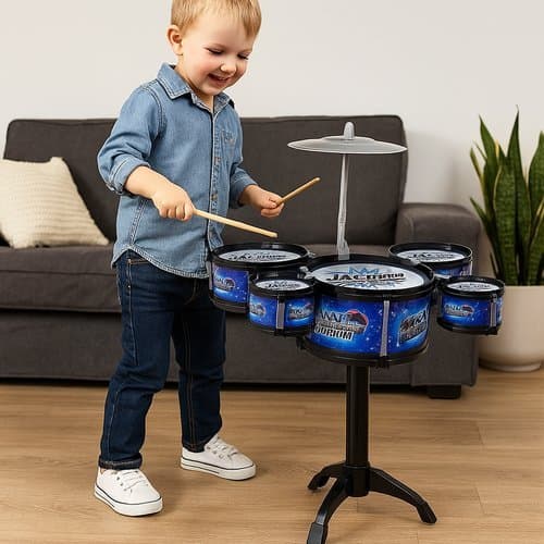 Mini Bateria Infantil Tambor Musical Kit 5 Pecas Instrumento Brinquedo Educativo Diversao