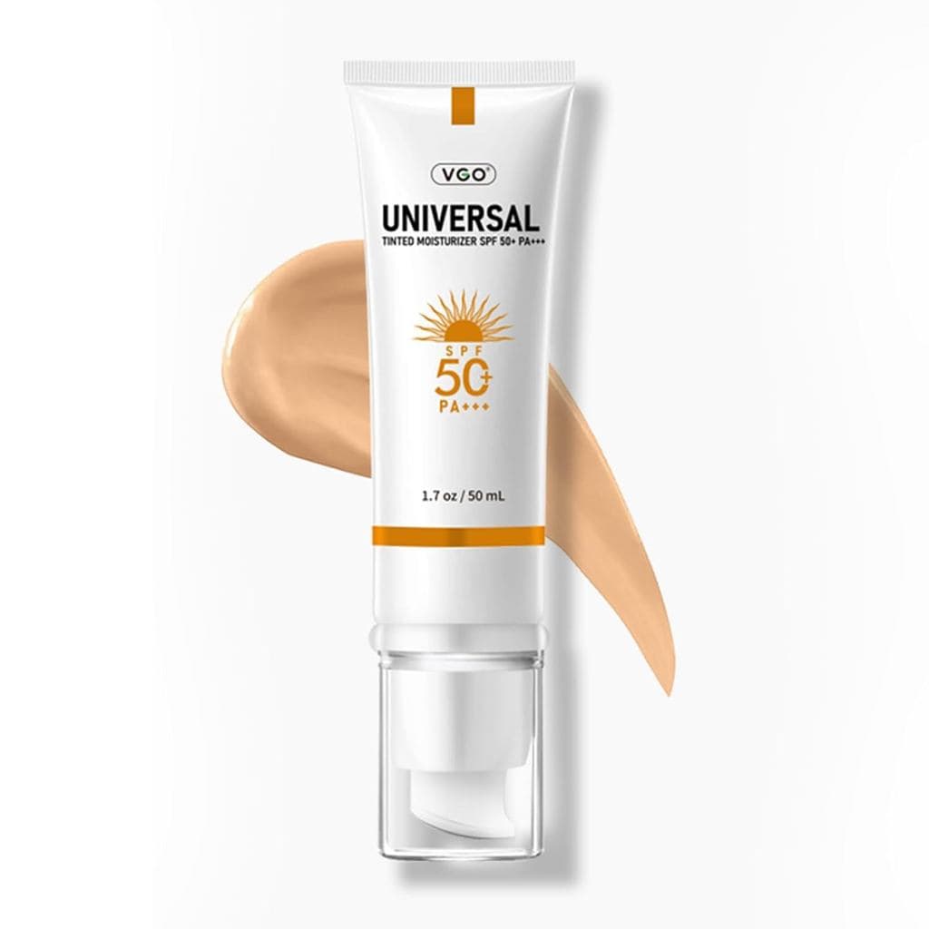 Protetor Solar Facial com Cor VGO SPF 50, Essência Solar Hidratante Sem Sensação Pegajosa, Protetor Solar de Tamanho Via
