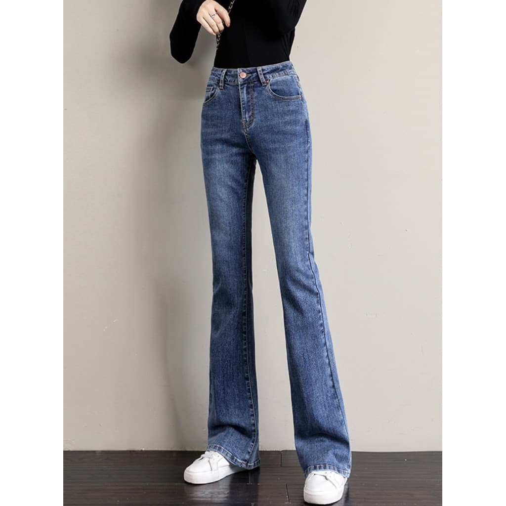 2025 primavera outono novo estilo senhoras elástico fino-ajuste queimado calças Jeans feminino cintura alta mais magro o