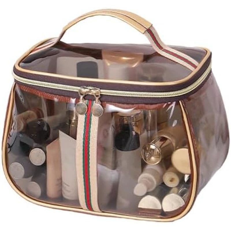 Nova Bolsa De Vaidade Retrô Vintage , Organizador De Maquiagem Transparente Com Alça , Organizadora À Prova D'água De Gr