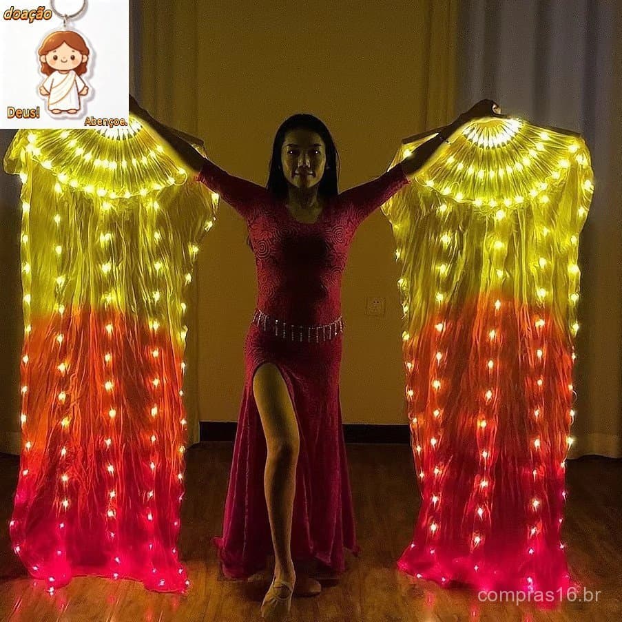 1 Pedaço Vermelho E Amarelo Mudança Graduamente De Desempenho De Dança De Ventilador Luminoso LED