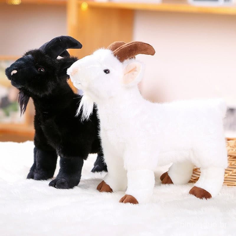Brinquedo de Pelúcia de Cabra Realista de 30cm, Animal de Pelúcia de Cabelo Curto, Brinquedo de Pelúcia da Série de Cura