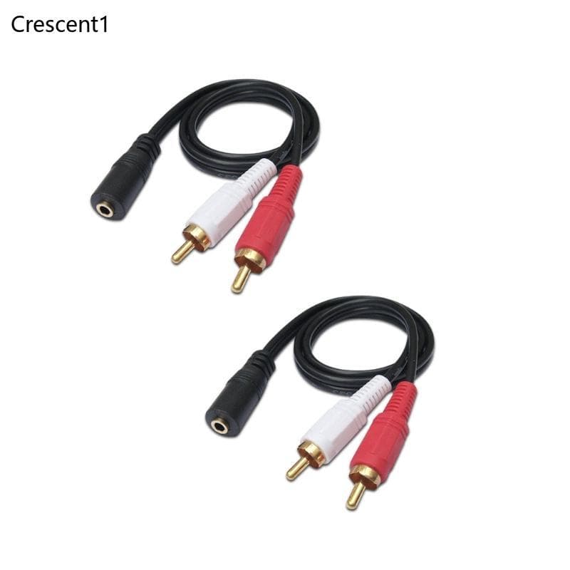 Crescent1 3 5mm Fêmea Para 2RCA Adaptador Som Estéreo Fidelidade Auxiliar 2RCA Y Divisor Metal Escudo