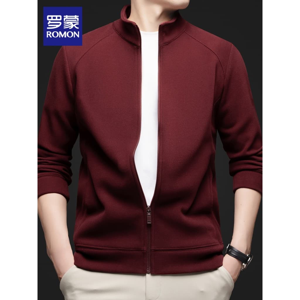 Lomon Cardigan moletom masculino outono novo estilo vermelho Benming ano gola alta topo solto Casual jaqueta esportiva m