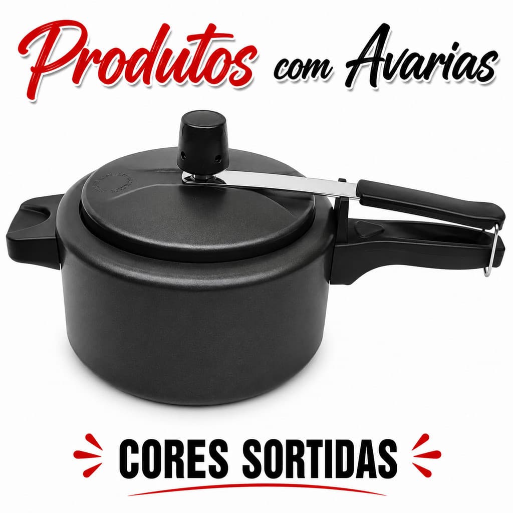 Panela Pressão 2,5 Lts Antiaderente Teflon com Avaria - Cores Sortidas