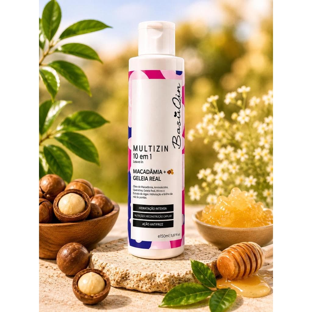 MULTIZIN LEAVE-IN MACADÂMIA E GELEIA REAL BASIQIN 150ML
