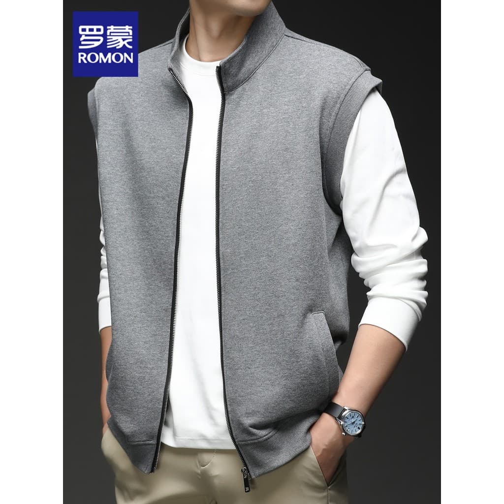 Romon colete jaqueta masculina outono inverno novo estilo puro algodão gola alta colete superior Casual esportes colete
