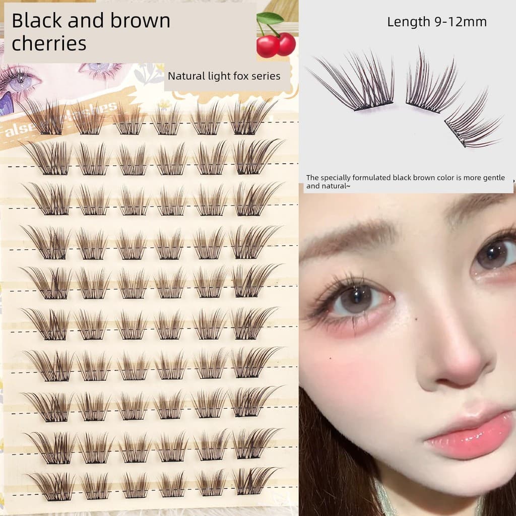 Cílios postiços 3D Extensão de cílios Cílios volumosos Dream Love!Preto marrom pequena cereja postiços fem