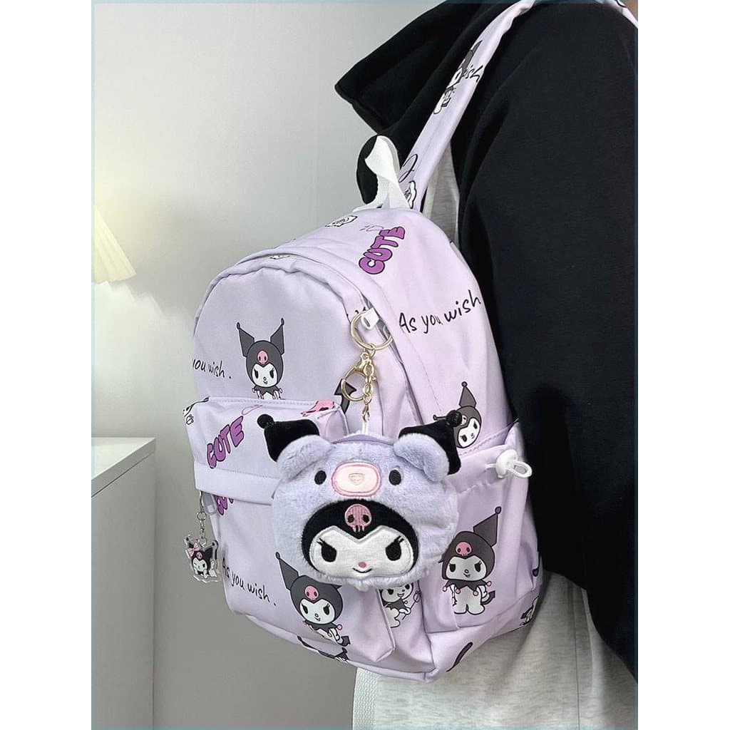 Kuromi pequena bolsa escolar fofa mochila menina Sanrio Mini menina crianças mochila de viagem All-match