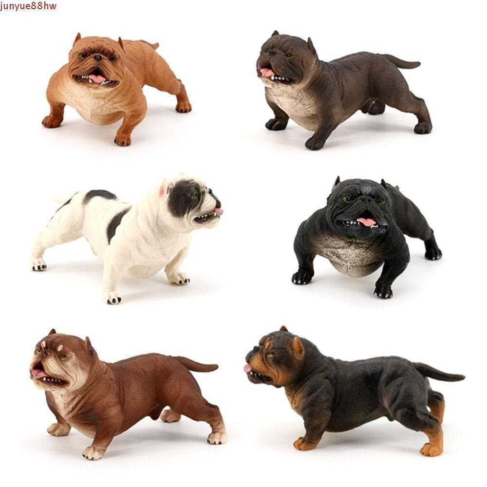 JUNYUE Simulação Bulldog , Modelo Educacional Em Miniatura Animal Sólido Realista Estatueta Pitbull