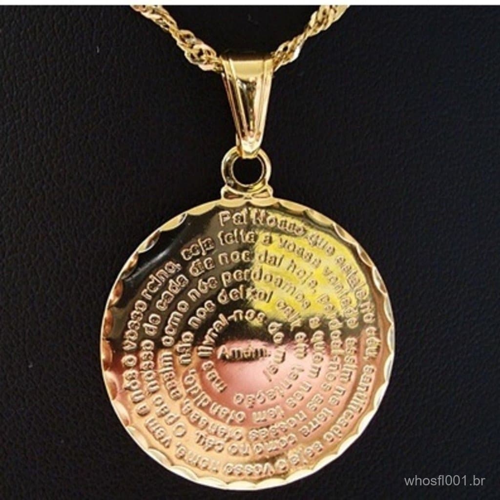Colar Feminino Medalha Oração Pai Nosso Folheado Ouro e prata Validade 3 meses