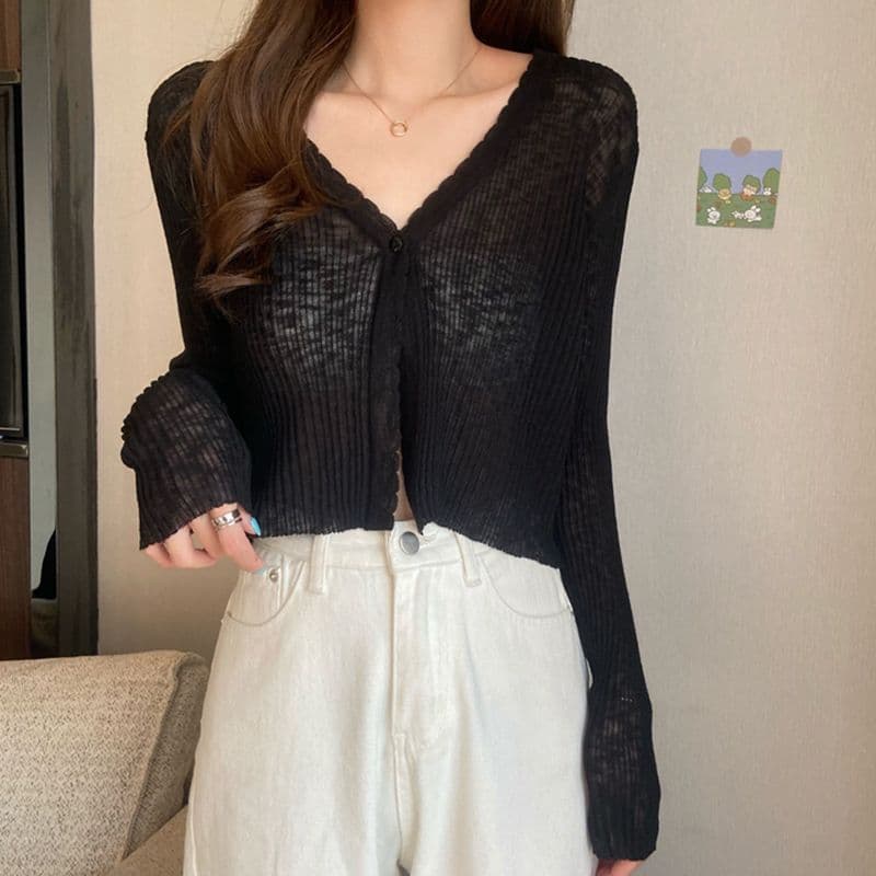 Protetor solar roupas femininas versão coreana novo estilo verão fino Ultra-fino Cardigan casaco curto xale exterior blu