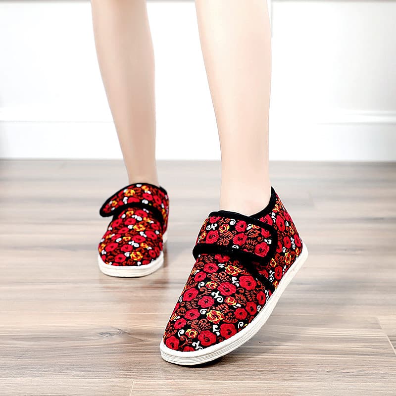 W inverno veludo quente sapatos femininos feitos à mão Melaleuca sola pano sapatos femininos casa Velcro algodão inverno