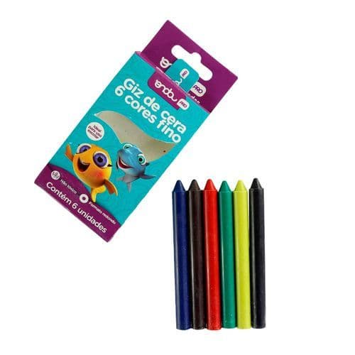 Livro Infantil Colorir Caixa Giz Cera Sortido Criatividade Coordinacao Motora Educativo 6 Unidades