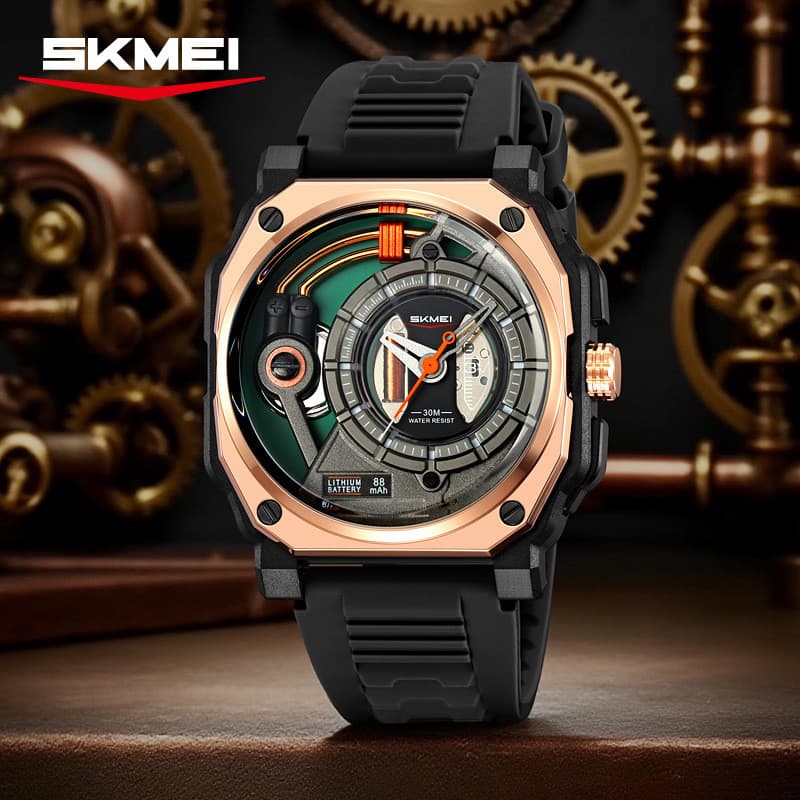 SKMEISKMEI Relógio masculino estilo Punk empresarial exclusivo e moderno relógio de quartzo luminoso à prova d'água