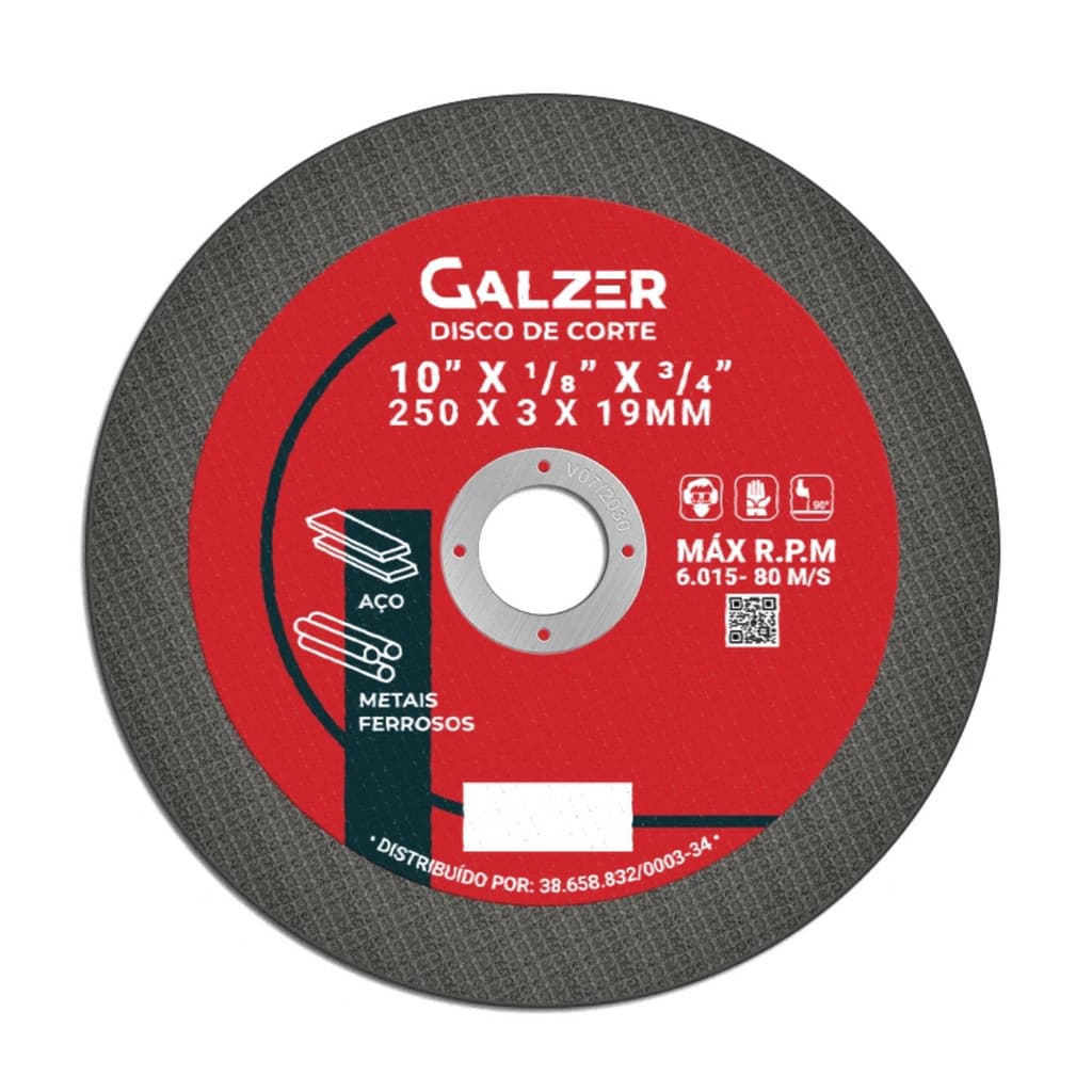 DISCO ABRASIVO CORTE 10 FURO 19MM GALZER
