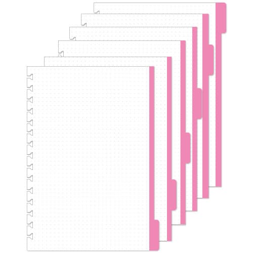 Divisórias Rosa 6 Abas Pontilhado P/ Caderno Reposicionável AD Cadernos