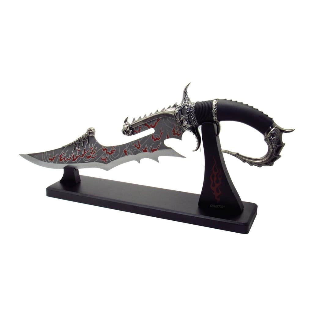 Espada Adaga Punhal Decorativo Caveira Com Suporte De Mesa