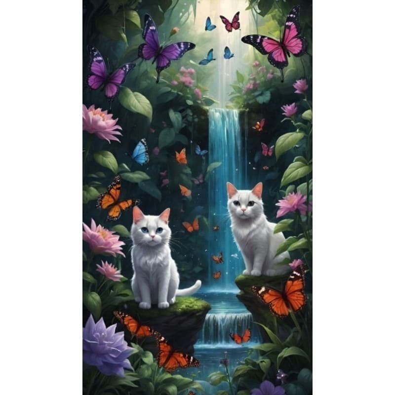 Quadro Dois Gatos Brancos Placa Decorativa MDF