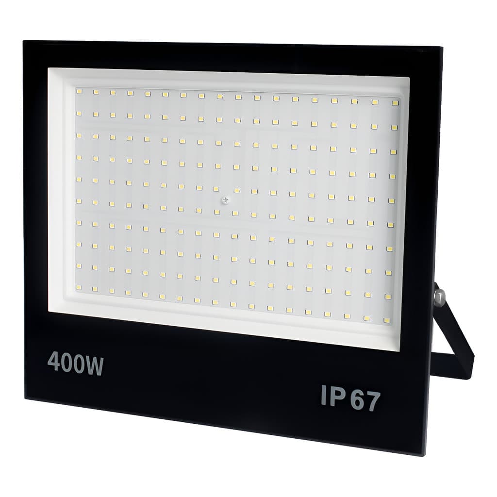 Refletor Led Holofote 400w Branco Frio Ip67 Praia 6500k Carcaça Preto Luz Branco-frio