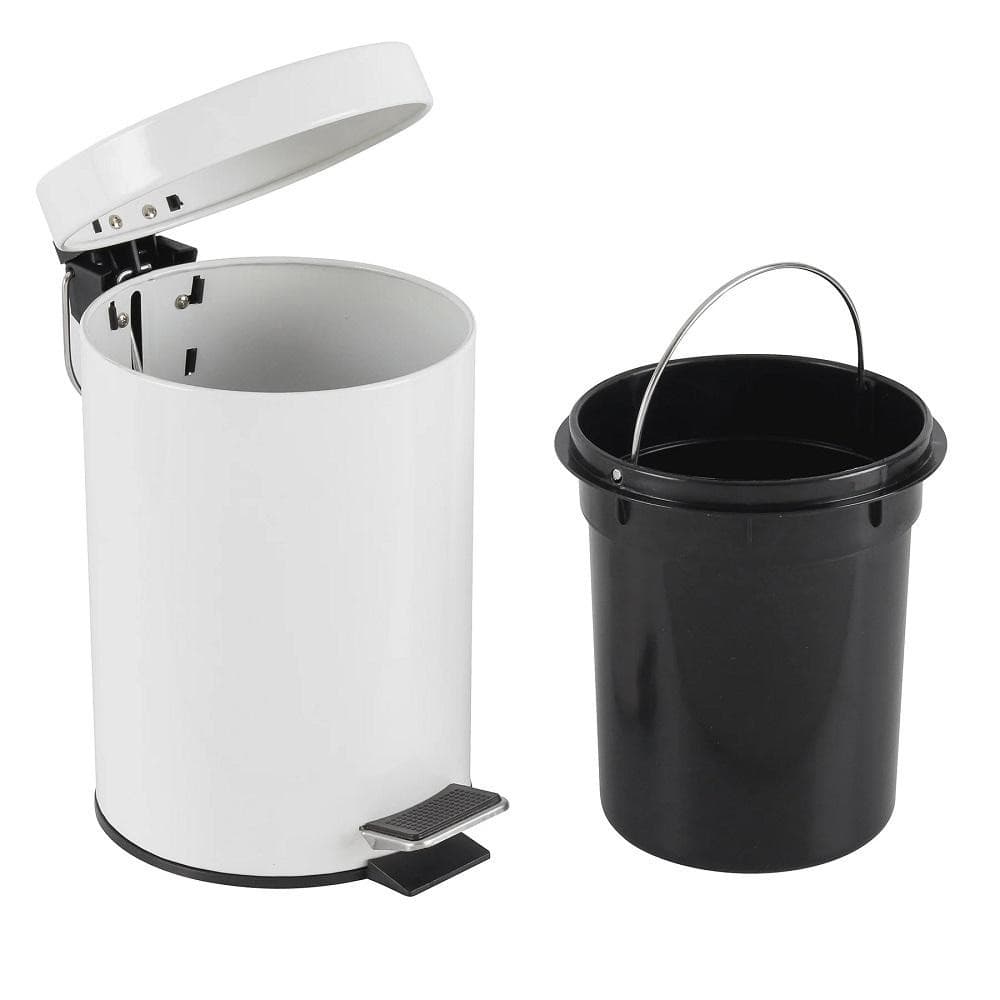 Lixeira Inox Branca 5 Litros Pedal Cesto Lixo Vintage Quarto Banheiro Cozinha Coleta Seletiva Portátil