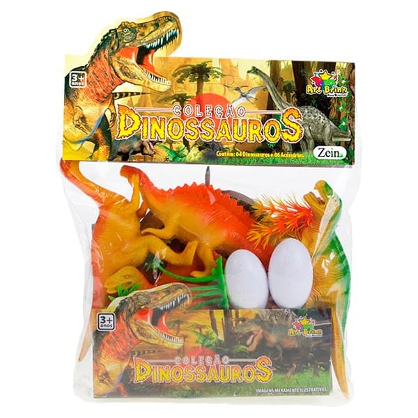 Kit Dinossauros 10 Peças para Crianças Brinquedo Educativo Seguro com Certificado Inmetro Art Brink
