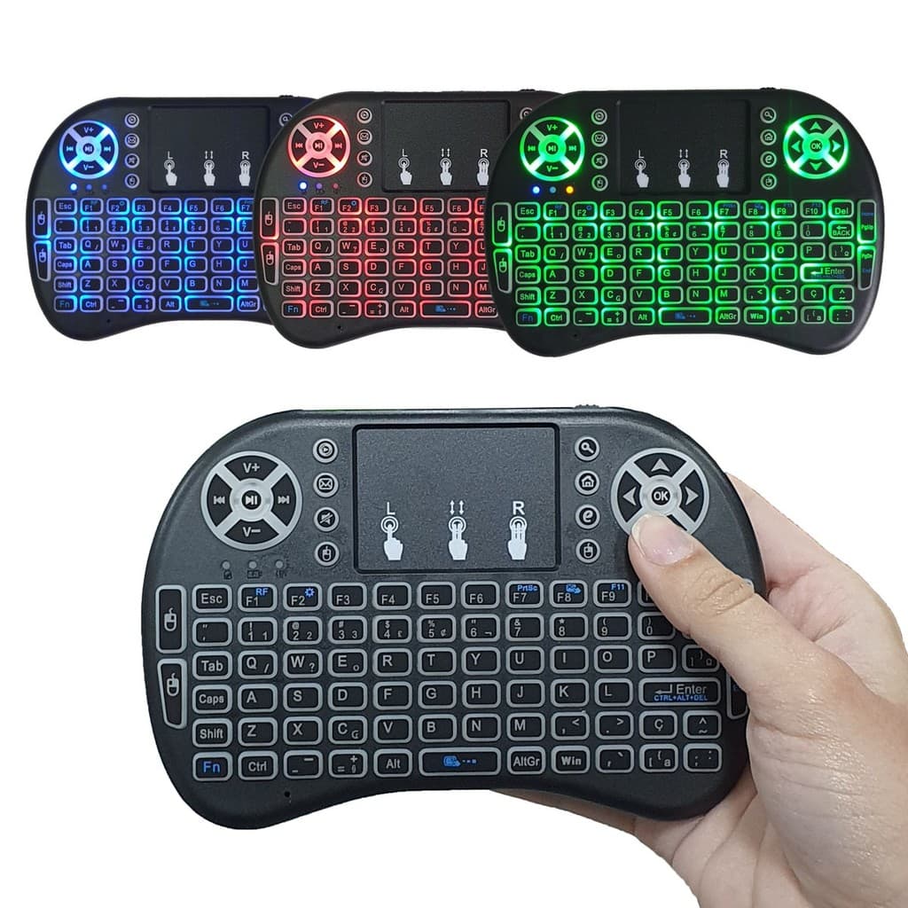 Mini Teclado Controle Sem Fio Para Smart Tv Box Pc Iluminado