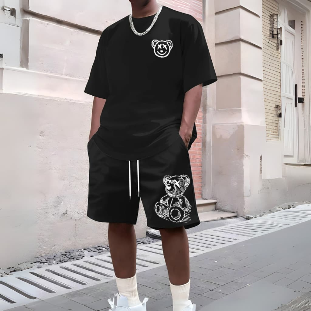 Conjunto Camiseta Oversized + Short tactel Perfeito Verão Casual Urso Streweear