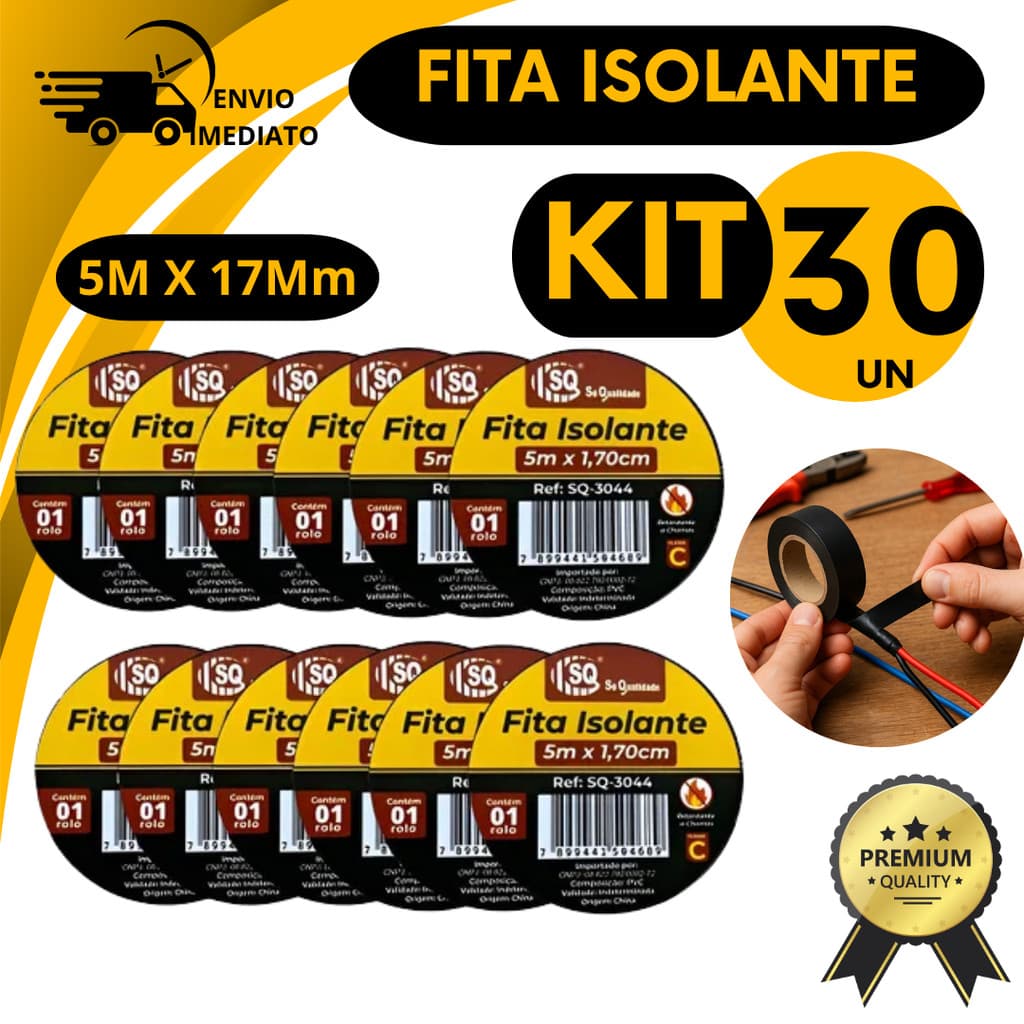 Fitas Isolante Preta 5 Metros Para Fios e Reparos Antichama Eletricista Domestico Industrial