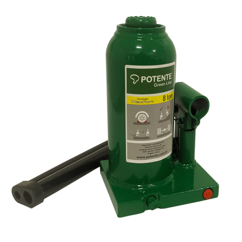 Macaco Hidráulico Garrafa 8 Toneladas Potente Greenline Gar08-gl