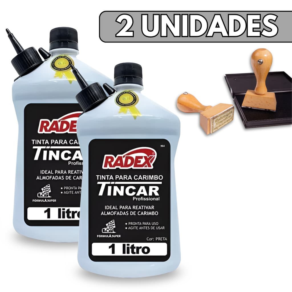 Kit Tinta Para Almofada Carimbo Alto Rendimento 1 Litro Com Bico Aplicador - Escolha Seu Kit