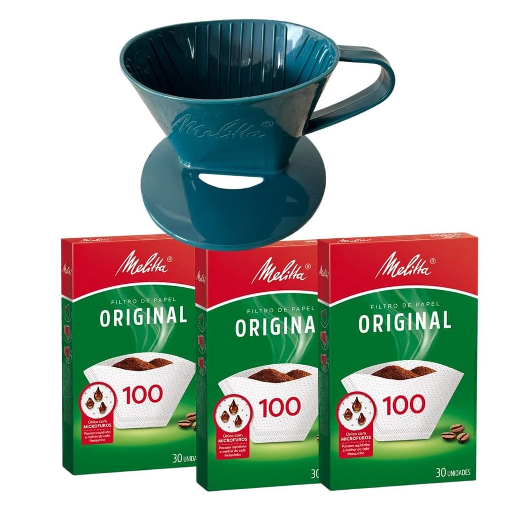 Kit Suporte Melitta VERDE 100 + 3 caixas filtro Melitta 100