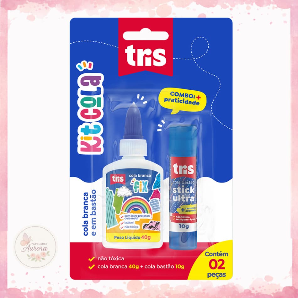 Kit Cola Branca Fix 40g + Cola Bastão Stick Ultra 10g Tris
