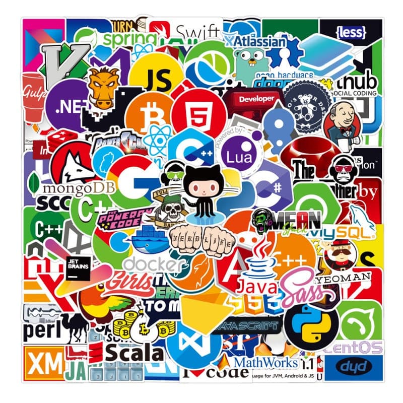Adesivos para Programadores 105 Peças Adesivos para Laptop Adesivos Tecnológicos para Desenvolvedores C #     ++, Codifi