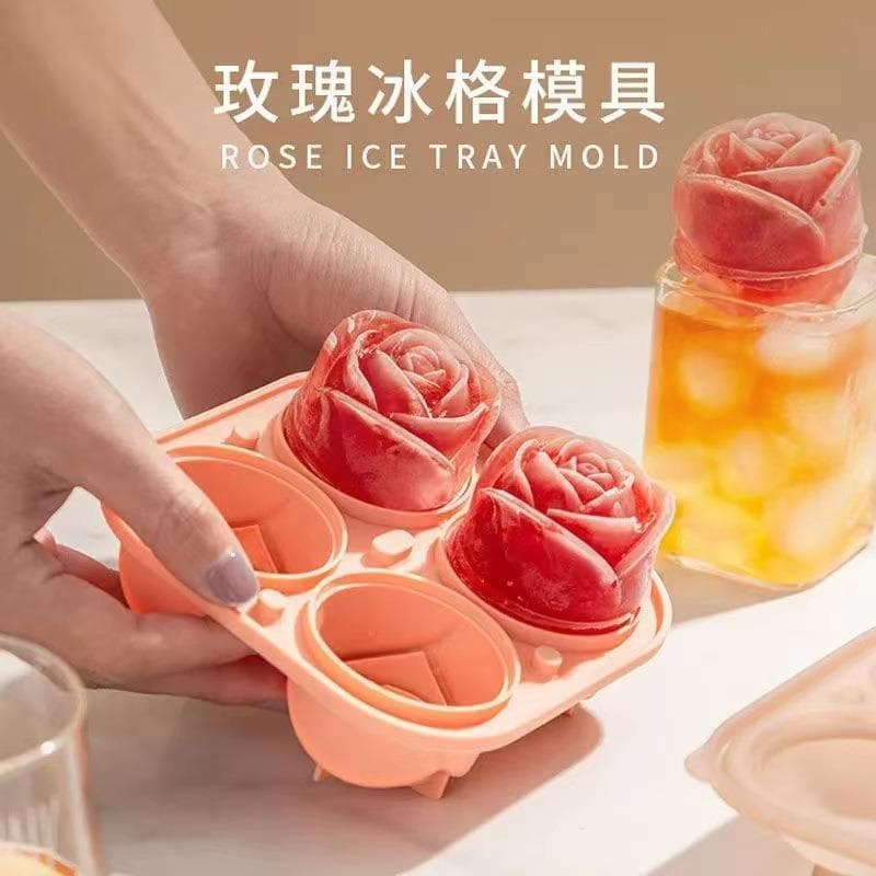 Molde de bandeja de gelo rosa de quatro links de Silicone, ferramenta de cozimento para bolo de Chocolate e gelatina, fá