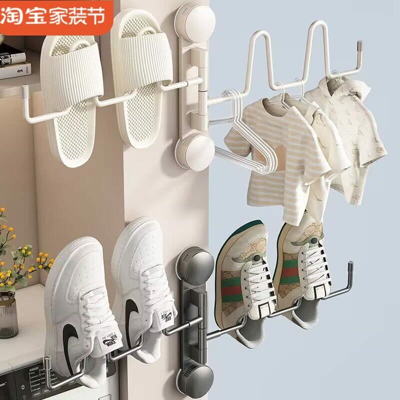 Rack de secagem de sapatos varanda interior ao ar livre ventosa sem perfuração sandálias montadas na parede secagem de s