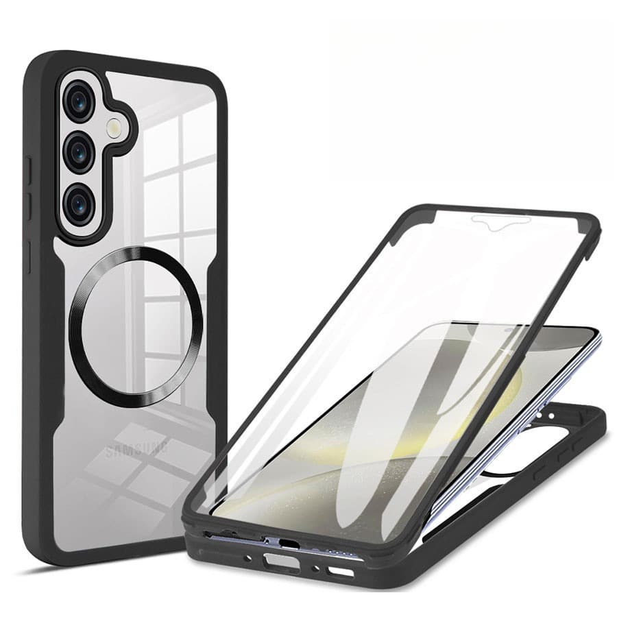 Capa Totalmente à Prova de Choque para Samsung Galaxy A07 A17 A16 A26 A36 A56 com Carregamento Sem Fio e Capa Transparen