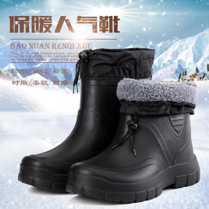 Botas de neve masculinas botas de chuva impermeáveis forro de lã antiderrapante quente sapatos de algodão EVA sapatos de