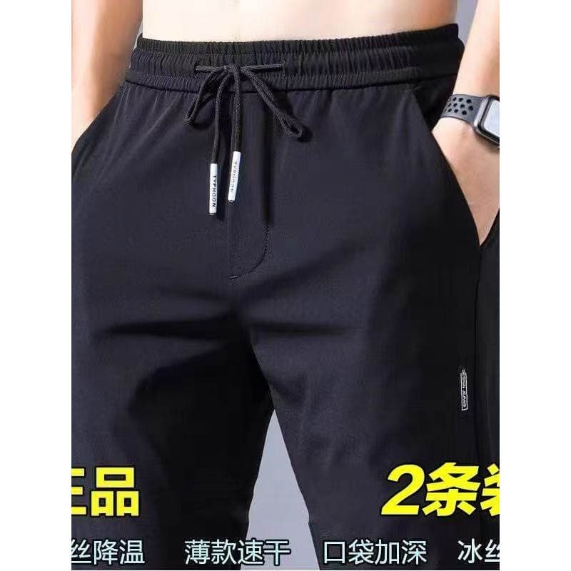 2026 novo estilo estilo fino fino ajuste Casual calças de seda gelo masculino verão trabalho Wear legal calças retas de