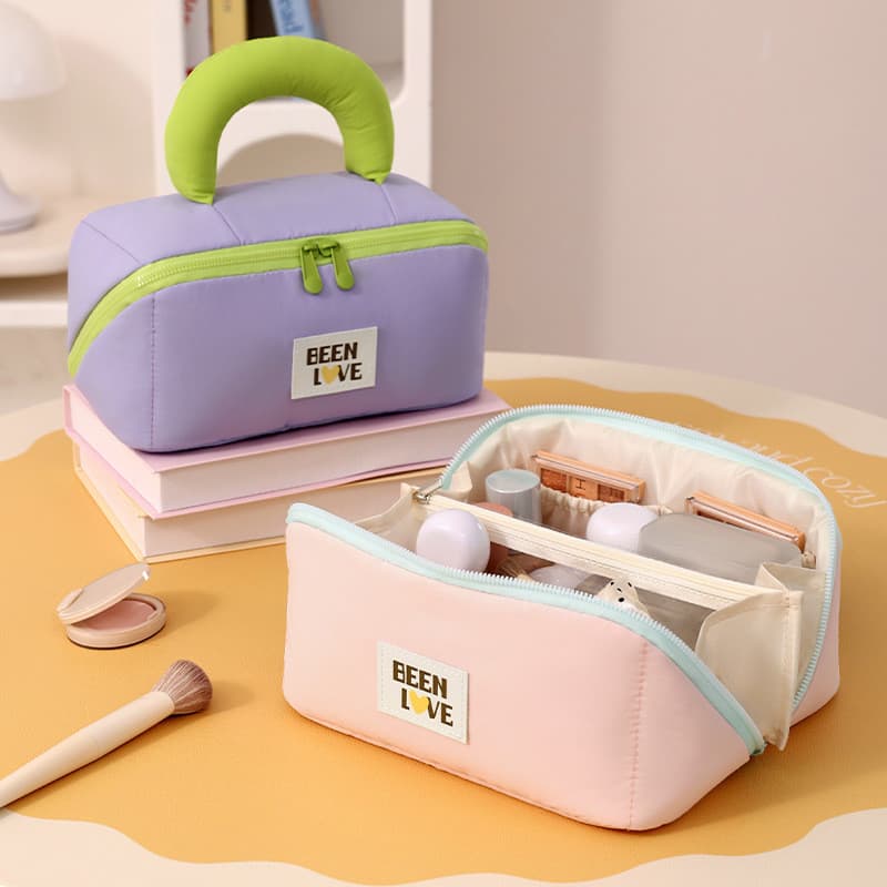 Pode pendurar saco de cosméticos novo estilo feminino grande capacidade portátil bonito saco de armazenamento portátil v