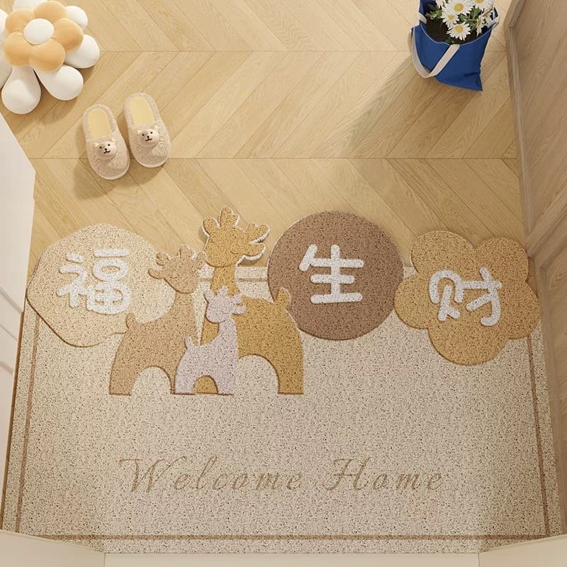 Atualizado auspicioso Ruyi círculo de seda tapete porta entrada estilo simples entrada pé esteira raspagem lama esfregan