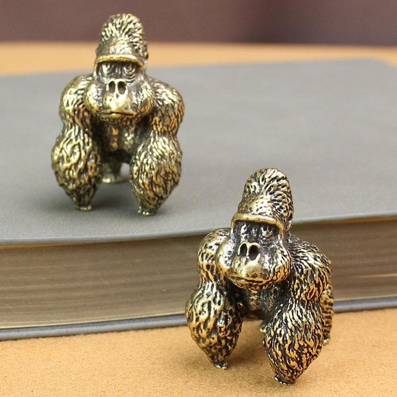 Mesa de centro de bronze antigo King Kong gorila mesa de chá chá Pet escritório Desktop pequenos ornamentos fundição de