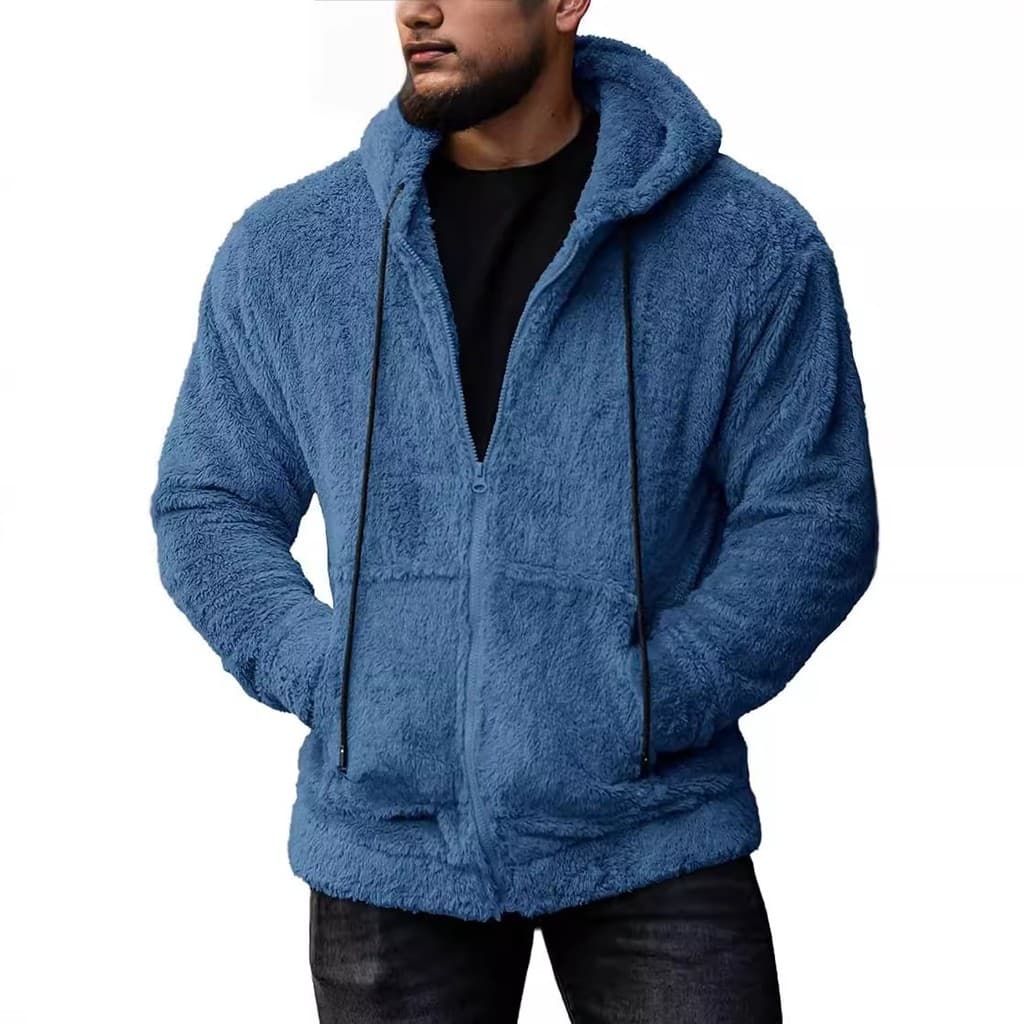 [Aconchego Garantido] Jaqueta Masculina De Lã Com Capuz Outono/Inverno/Quente/Confortável