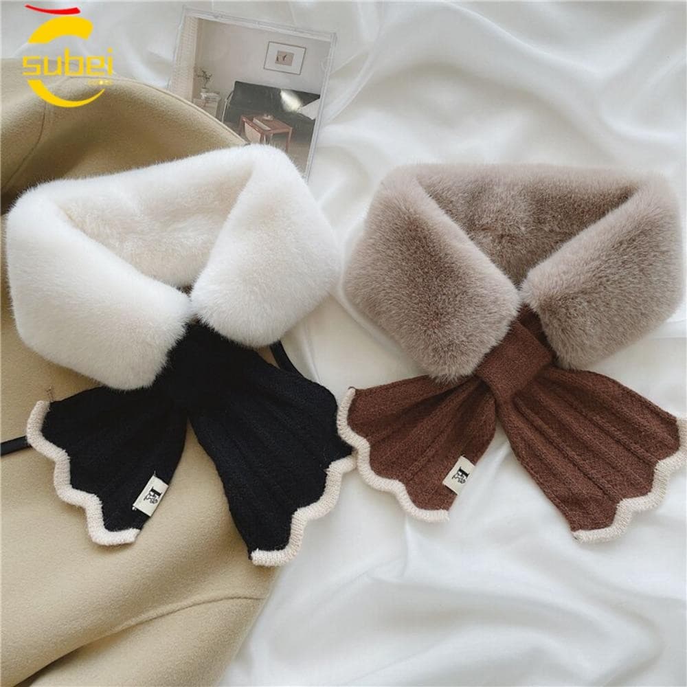 SUBEI Lenço De Malha , Lenços De Pescoço Cruzados À Prova De Vento Pelúcia Elegantes E Grossos De Xale Rabo De Peixe Inv