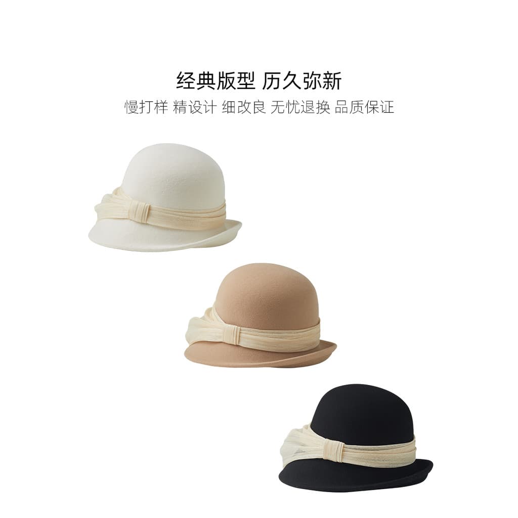 Outono inverno novo estilo francês Curling lã cerimônia chapéu feminino High-End seda cânhamo branco elegante rosto-reve