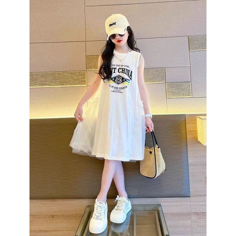 Verão verão novo estilo crianças médio grande crianças vestido branco 10 anos de idade meninas gordas vestido de verão e