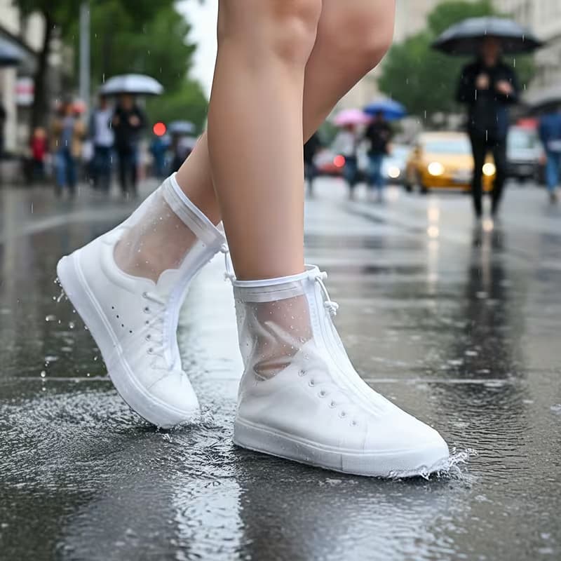 1/2 Pares Capa de Sapato Silicone Impermeável Antiderrapante Reutilizável Unissex para Chuva e Lama
